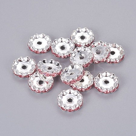 Brass Rhinestone Spacer Beads X-RB-A014-L12mm-27S-1