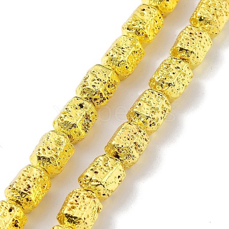 Electroplated Natural Lava Rock Beads Strands G-H303-A10-G02-1