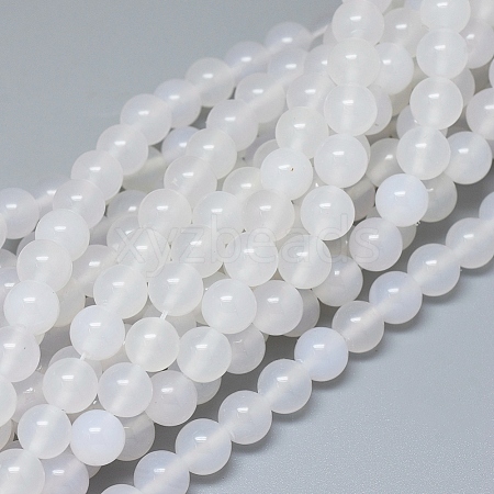 Natural White Agate Beads Strands G-D0005-27-8mm-1