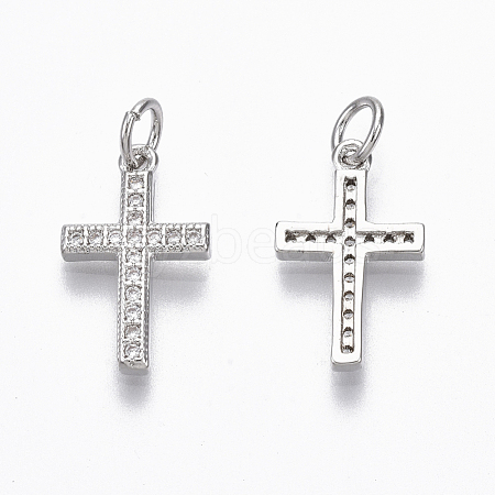 Brass Micro Pave Cubic Zirconia Charms ZIRC-R109-024A-P-NF-1