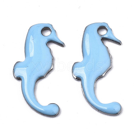 201 Stainless Steel Enamel Charms X-STAS-N088-17G-1