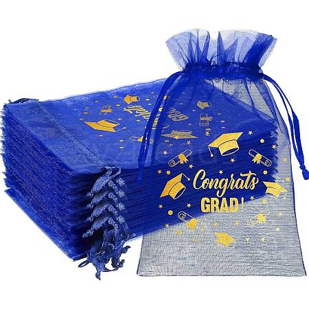 50Pcs Thank You Printed Organza DIY Craft Drawstring Bags PW-WG4E938-40-1