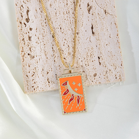 Brass Enamel Rectangle with Sun Pendant Necklaces FS-WG7D7CE-06-1