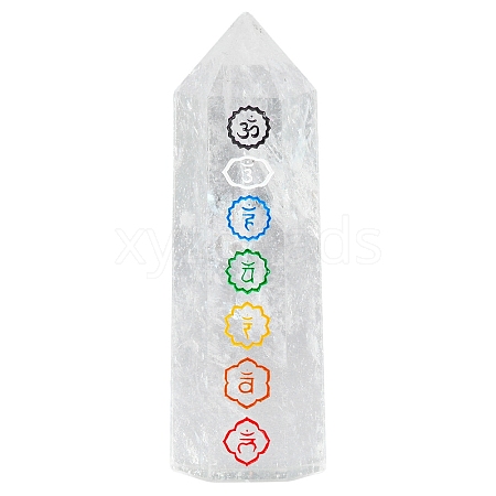 Chakras Natural Quartz Crystal Hexagonal Column Decoration PW-WG6E092-01-1