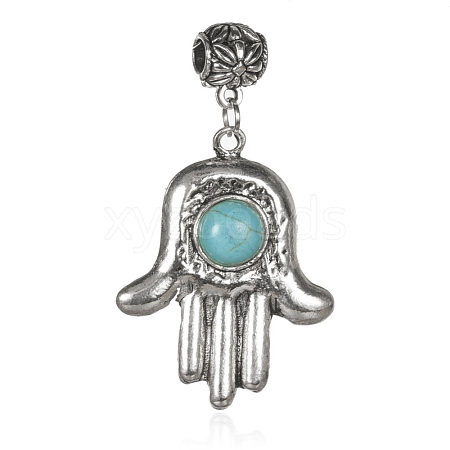 Alloy Synthetic Turquoise European Dangle Pendants PALLOY-J701-01AS-1