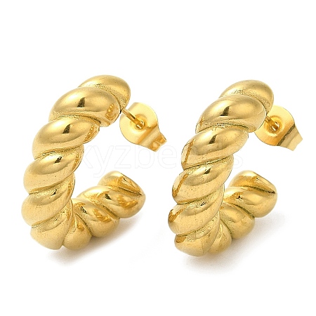 Ion Plating(IP) 304 Stainless Steel Rope Chains Stud Earrings EJEW-B026-10G-1