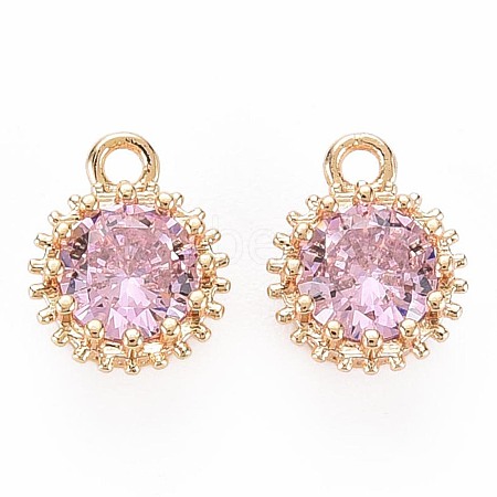 Brass Micro Pave Cubic Zirconia Charms KK-S356-772I-1