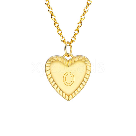 Golden Tone Brass Cable Chain Letter Heart Pendant Necklaces for Women PW-WG67FD6-15-1