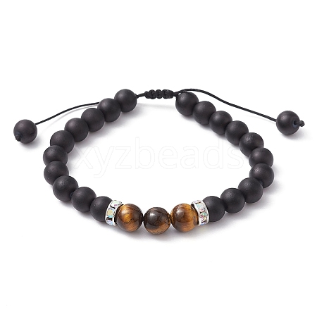 Natural Tiger Eye & Glass Braided Bead Bracelets BJEW-JB09730-02-1