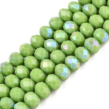 Electroplate Opaque Solid Color Glass Beads Strands EGLA-A044-P4mm-L30-1