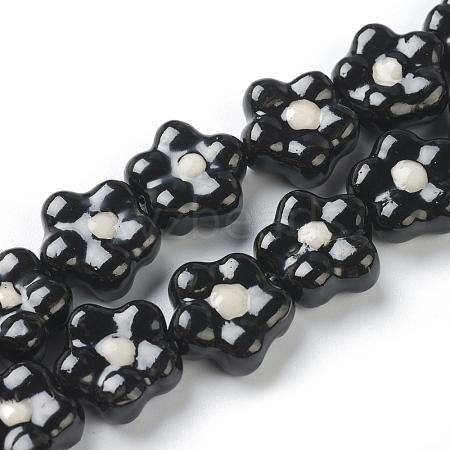 Handmade Porcelain Flower Beads Strands PORC-G006-11-1