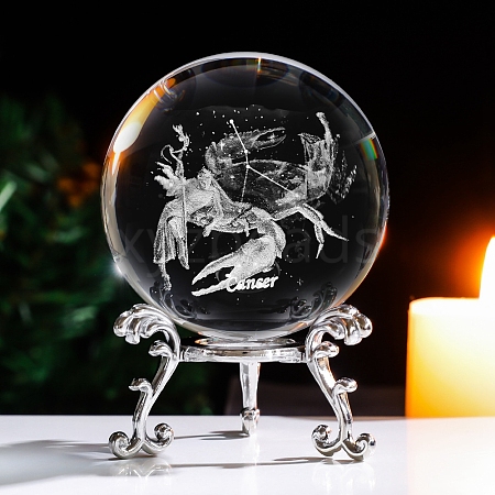 Inner Carving Constellation Glass Crystal Ball Diaplay Decoration PW-WG84004-06-1