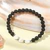 Natural Lava Rock Round Beaded Bracelets BJEW-JB09877-02-2