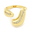 Brass Micro Pave Clear Cubic Zirconia Open Cuff Ring for Women RJEW-M173-13B-G-2