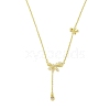 Brass Micro Pave Clear Cubic Zirconia Bowknot Pendant Necklaces NJEW-P313-01G-2