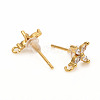 Brass Stud Earring Findings ZIRC-L096-14G-2