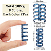 18Pcs 9 Colors 5-Ring Plastic Loose Leaf Book Binder Hinged Rings FIND-CP0002-34-2