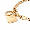 201 Stainless Steel Heart Charm Bracelet for Women STAS-P304-21G-2