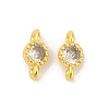 Brass Cubic Zirconia Flat Round Connector Charms KK-H204-02G-04-1