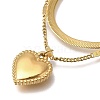 304 Stainless Steel Double Layered Heart Pendant Necklaces for Women NJEW-H046-04G-2