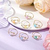 7Pcs 7 Colors Brass Natural Selenite  Rings SJEW-JS01313-2