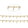 Brass Rectangle & Cubic Zirconia Flat Round Link Chains CHC-P010-04G-2