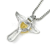 Cubic Zirconia Fairy with Heart Pendant Necklace with Box Chains NJEW-C004-01B-3