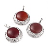 Natural Red Agate Pendants with Hollow Platinum Brass Findings G-P448-A08-P-1