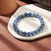 Natural Quartz Imitation Aquamarine Beaded Stretch Bracelets for Women Men BJEW-F483-02-2