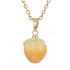 Flower Epoxy Resin Pendant Necklaces NJEW-JN05047-4