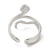 304 Stainless Steel Snake Open Cuff Ring for Women RJEW-I098-01P-3