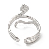 Non-Tarnish 304 Stainless Steel Snake Open Cuff Ring for Women RJEW-I098-01P-3