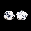 Floral Printed Porcelain Beads PORC-Q166-1-4