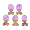 Transparent Resin & Walnut Wood Pendants RESI-S389-053A-B01-1