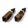 Faceted Natural Tiger Eye Pendants G-T131-15D-2