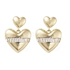 Heart Brass Dangle Stud Earrings with Cubic Zirconia EJEW-G371-06G-1