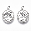 Brass Micro Pave Clear Cubic Zirconia Pendants KK-S356-024P-NF-1