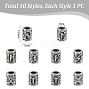 Unicraftale 10Pcs 10 Styles 304 Stainless Steel European Beads OPDL-UN0001-06-3