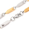 304 Stainless Steel Rectangle Link Chain Necklaces for Women LS-NJEW-G140-05GP-3