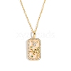 Brass Micro Pave Cubic Zirconia Rectangle with Constellation Pendant Necklaces PW-WG95654-02-1