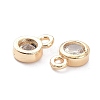 Brass Micro Pave Clear Cubic Zirconia Charms Pendants ZIRC-K086-23LG-3