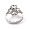 Non-Tarnish 201 Stainless Steel Heart Clover Finger Ring RJEW-J051-01P-3