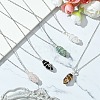 Natural Mixed Gemstone Pointed Faceted Bullet Copper Wire Wrapped Pendant Necklaces NJEW-JN05025-02-2