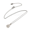 Non-Tarnish 201 Stainless Steel Teardrop with Yoga Pendant Necklace with Cable Chains NJEW-Q317-35P-1