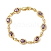 Oval Brass Micro Pave Cubic Zirconia Link Chain Bracelets for Women BJEW-D387-04G-6