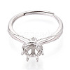 Rhodium Plated 925 Sterling Silver Micro Pave Cubic Zirconia Engagement Solitaire Ring Settings STER-T008-19P-2