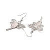 Natural Rose Quartz Dragonfly Dangle Earrings G-Z033-14P-02-2