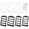 DELORIGIN 6Pcs 6 Styles 4-Tier PP Plastic Slant Back Earring Organizer Display Stands EDIS-DR0001-03-1