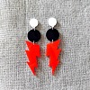 Flat Round with Lightning Bolt Acrylic Dangle Stud Earrings FS-WG93F7F-01-1