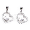 Rhodium Plated 925 Sterling Silver Micro Pave Clear Cubic Zirconia Pendants STER-T007-48P-1